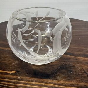 Marquis By Waterford Etched Crystal Round Vase/Bowl Heart/Floral